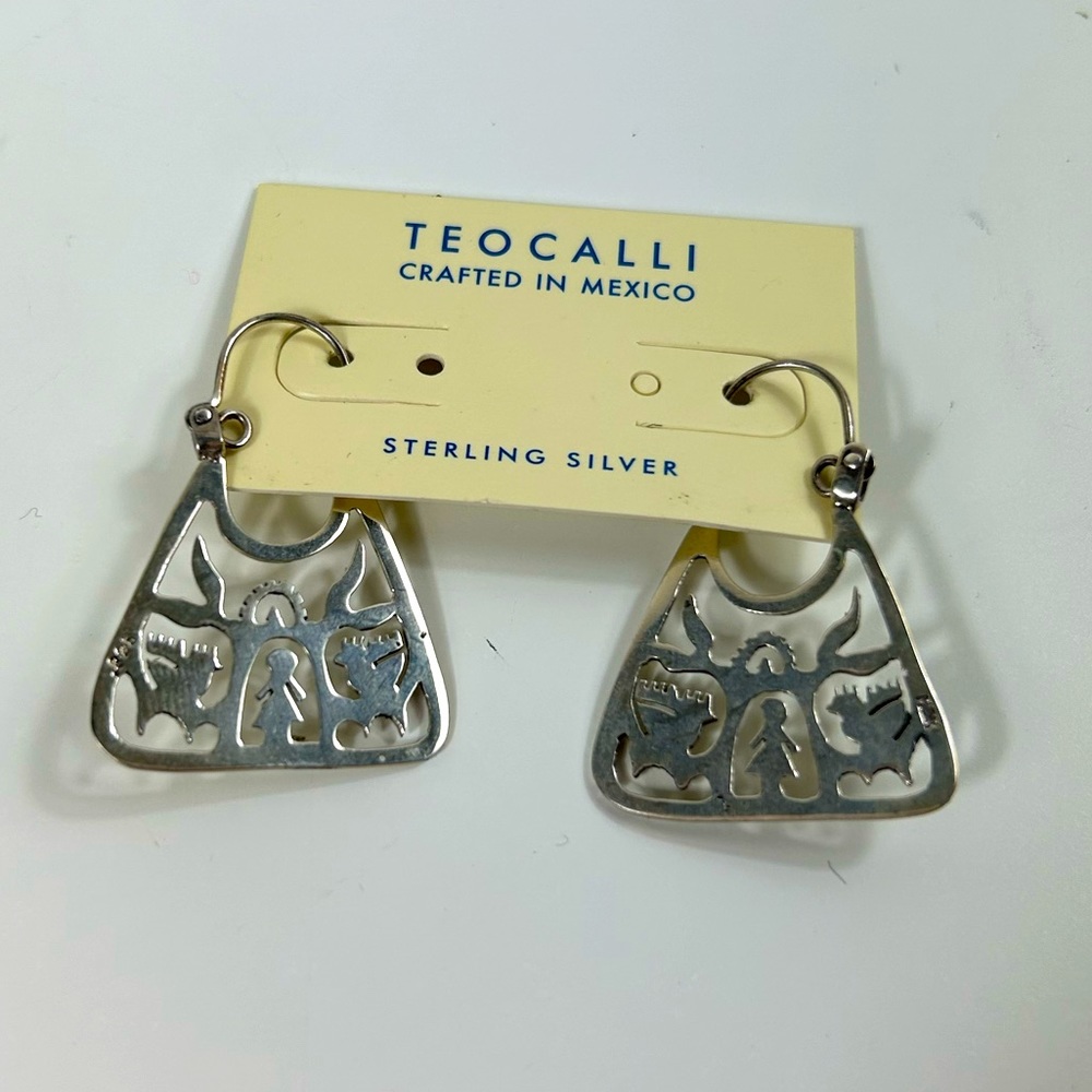 Teocalli Whimsical Folklore Sterling Silver Earrings, New